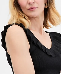 I.n.c. International Concepts Women's Ruffle-Trim Metallic Sweater Tank, Macy's Exclusive