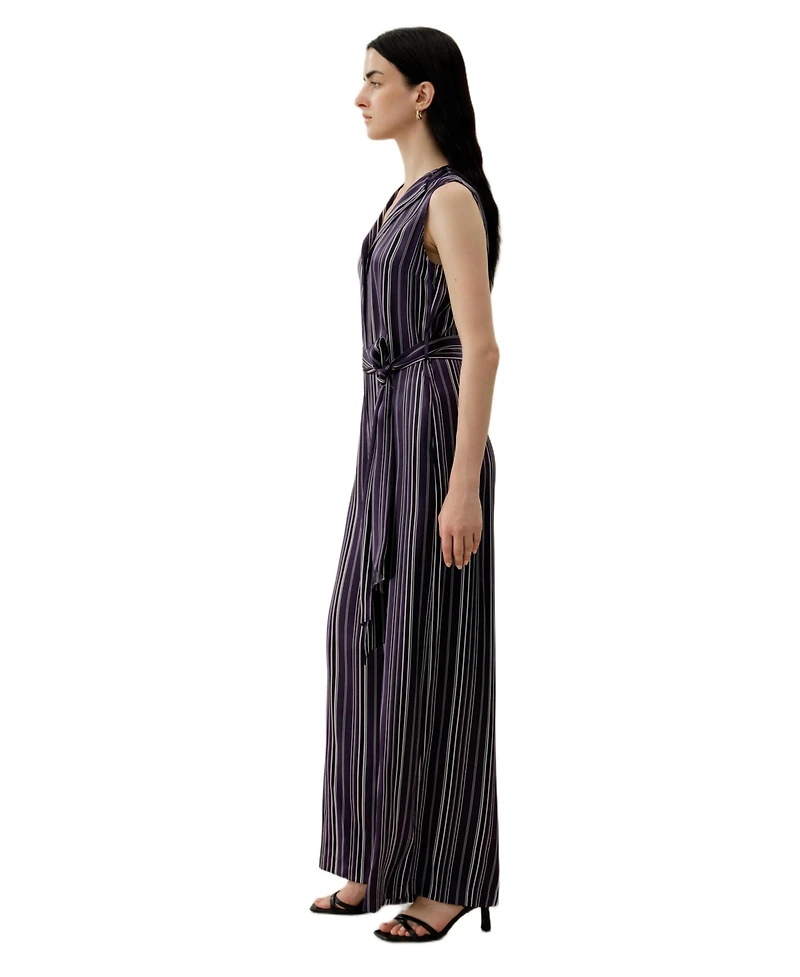 Lilysilk Women's Silk Charmeuse Striped Jumpsuit