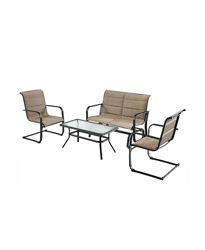 Slickblue Outdoor 4-Piece Glider Patio Set with Loveseat and Coffee Table