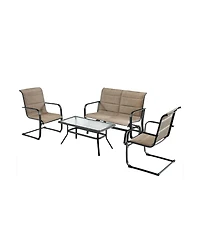Slickblue Outdoor 4-Piece Glider Patio Set with Loveseat and Coffee Table