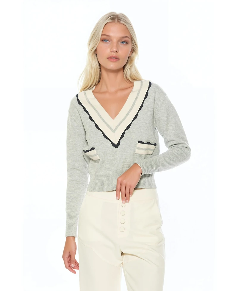 Alexia Admor Women's Arden Deep V Contrast Trim Cardigan