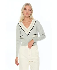 Alexia Admor Women's Arden Deep V Contrast Trim Cardigan