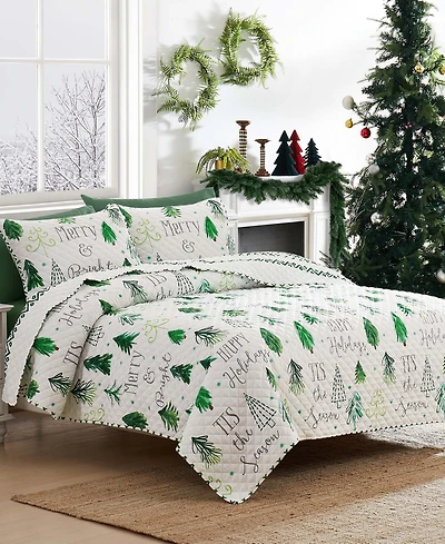Avanti Christmas Trees Reversible 3-Pc. Quilt Set, King