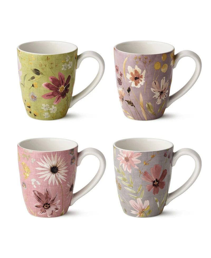Certified International Wildflowers Assorted Mugs, Set of 4