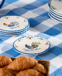 Certified International French Rooster Canape Plates, Set of 4