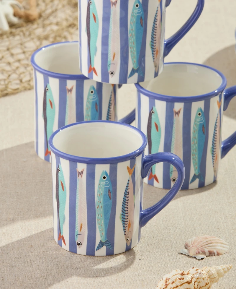 Certified International Something Fishy Mugs, Set of 4