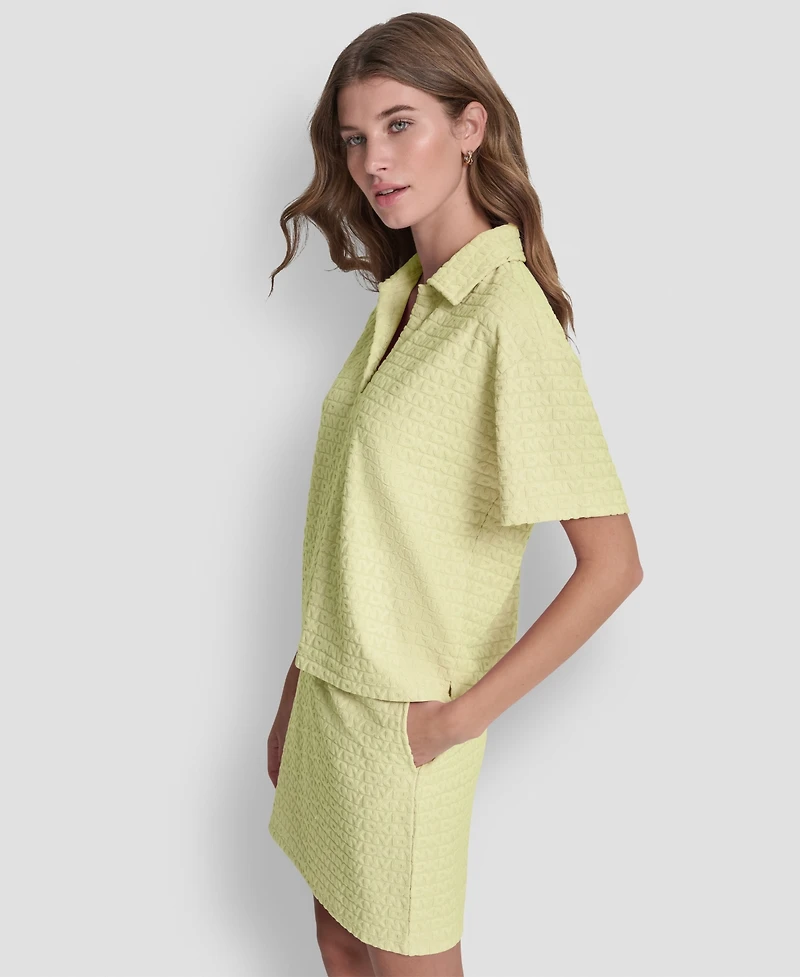 Dkny Jeans Women's Boxy Polo Collared T-Shirt