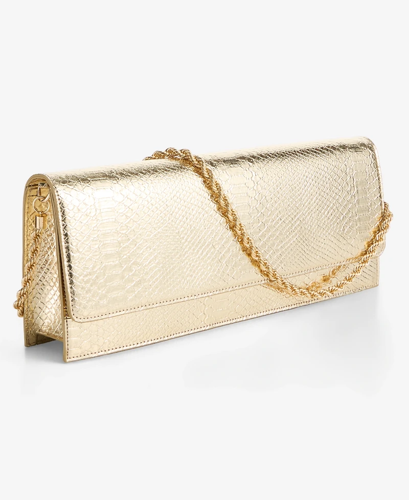 Metallic Snake-Print East-West Clutch Bag, Macy's Exclusive- Molly Rogers Capsule Collection