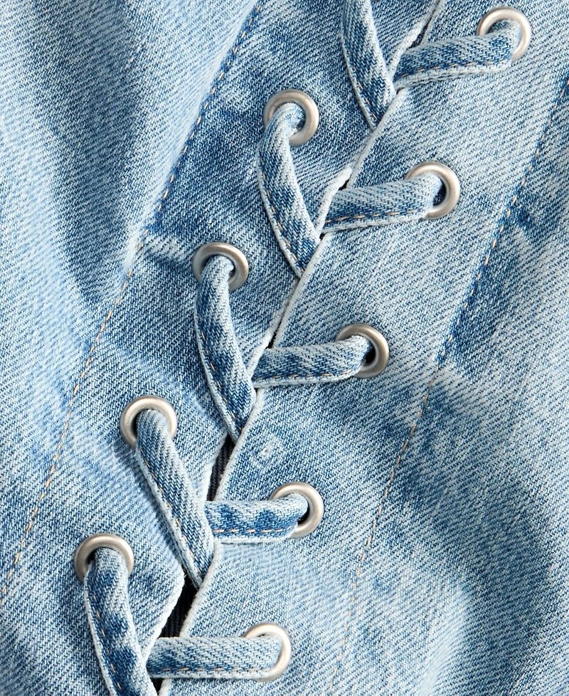 I.n.c. International Concepts Women's High-Rise Lace-Up Straight Ankle Jeans, Macy's Exclusive