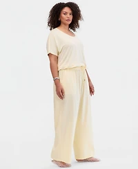 I.n.c. International Concepts Plus Solid Drawstring Wide-Leg Pants, Exclusively at Macy's