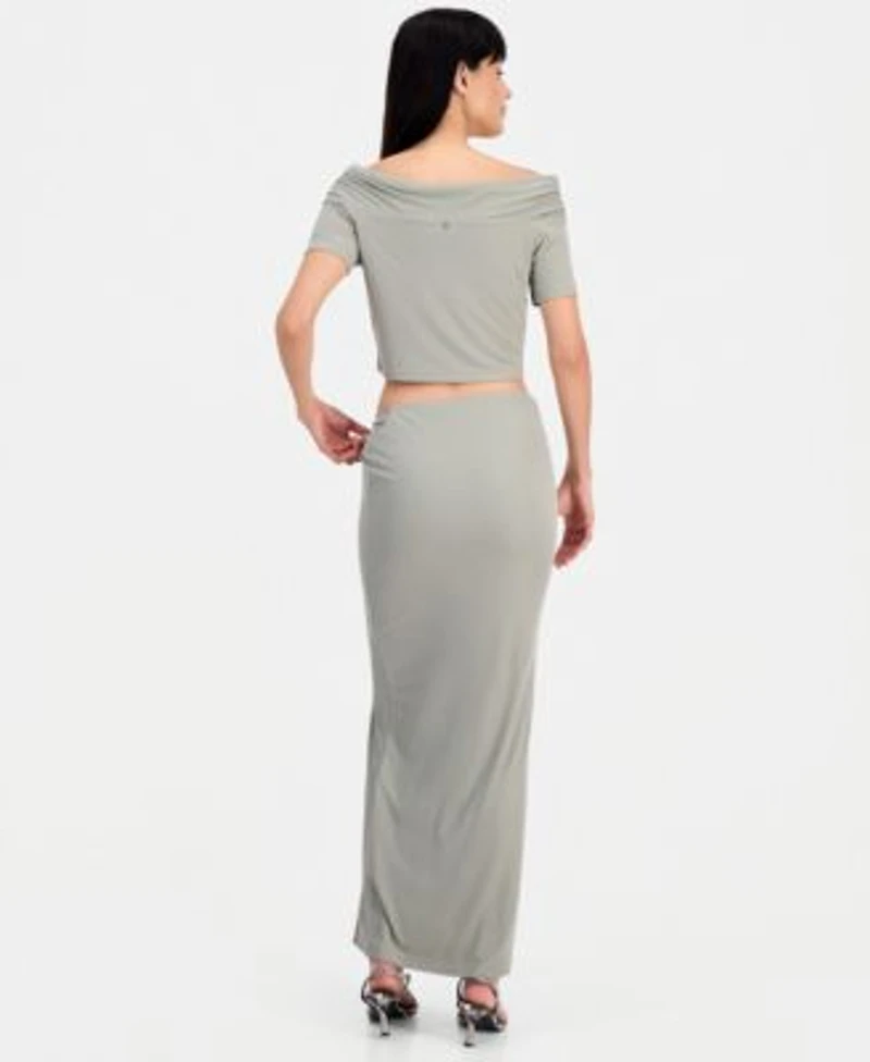 Guess Womens Brigitte Off The Shoulder Top Midi Skirt