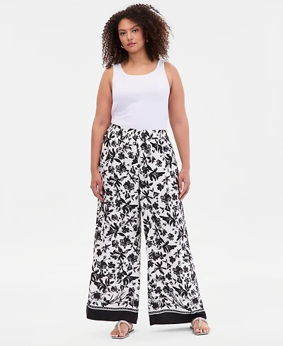 I.n.c. International Concepts Plus Twill Wide-Leg Pants, Macy's Exclusive
