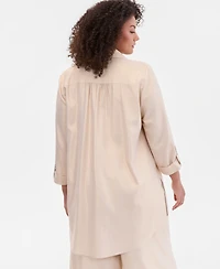 I.n.c. International Concepts Plus Metallic 3/4-Sleeve Blouse, Macy's Exclusive