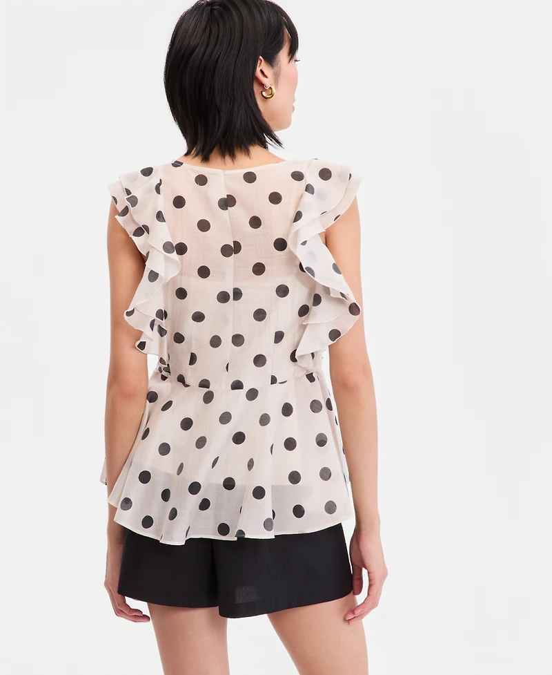 I.n.c. International Concepts Women's Printed Ruffle-Sleeve Peplum Blouse, Macy's Exclusive