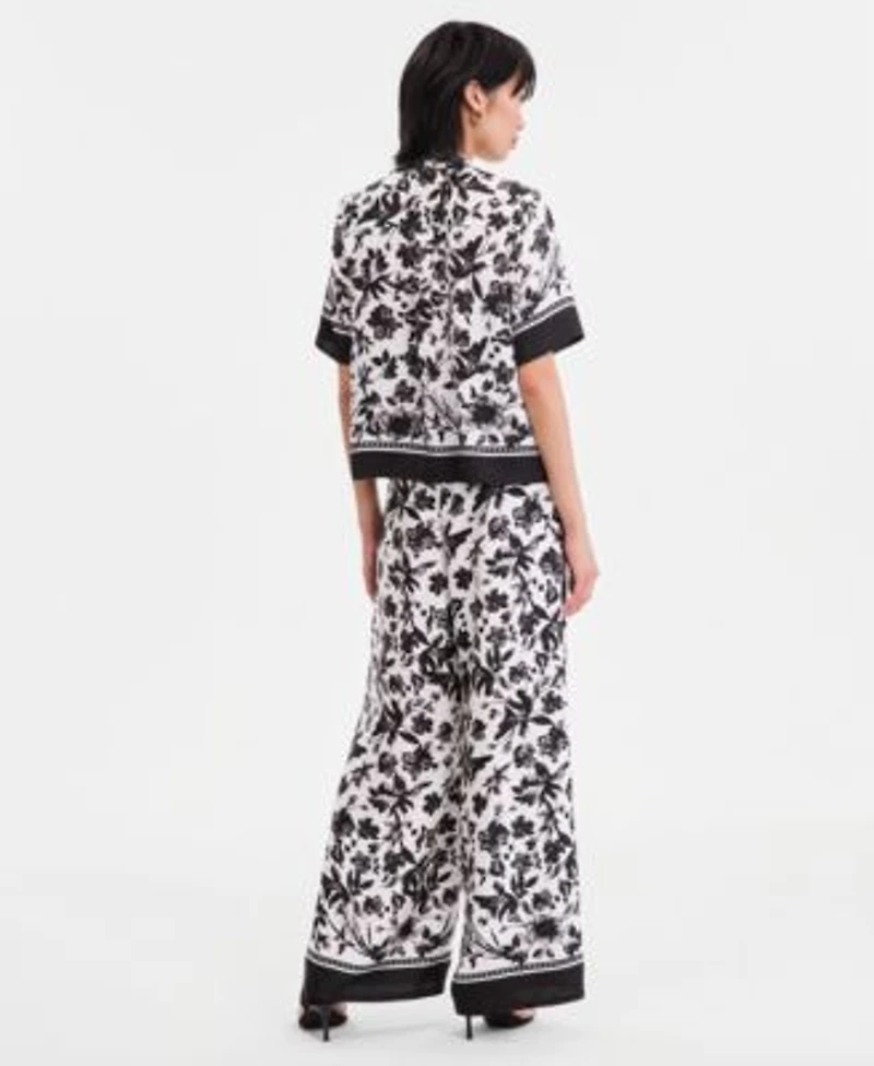 I.N.C. International Concepts Womens Printed Collared Shirt Pants Macys Exclusive