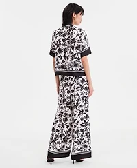 I.N.C. International Concepts Womens Printed Collared Shirt Pants Macys Exclusive