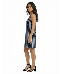 24seven Comfort Apparel Petite Striped Sleeveless A Line Dress