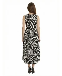 24seven Comfort Apparel Petite Zebra High Low Pocket Midi Dress