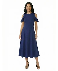 24seven Comfort Apparel Petite Ruffle Sleeve Maxi Dress