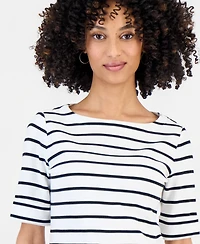 Style & Co Petite Boat-Neck Elbow-Sleeve Top, Macy's Exclusive