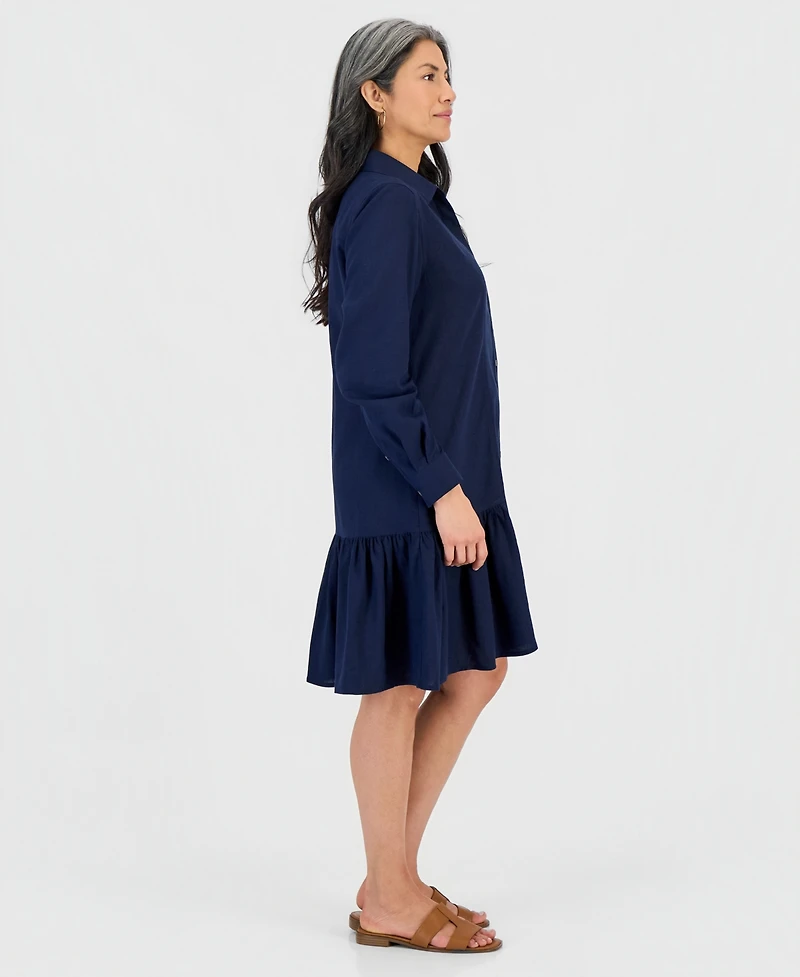 Style & Co Women's Linen Blend Peplum Shirtdress, Macy's Exclusive