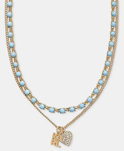 Karl Lagerfeld Paris Metal-Tone Two-Row White Pendant Necklace