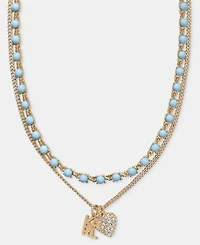 Karl Lagerfeld Paris Metal-Tone Two-Row White Pendant Necklace