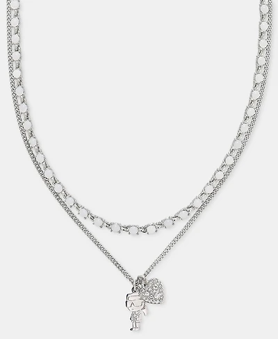 Karl Lagerfeld Paris Metal-Tone Two-Row White Pendant Necklace