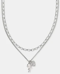 Karl Lagerfeld Paris Metal-Tone Two-Row White Pendant Necklace