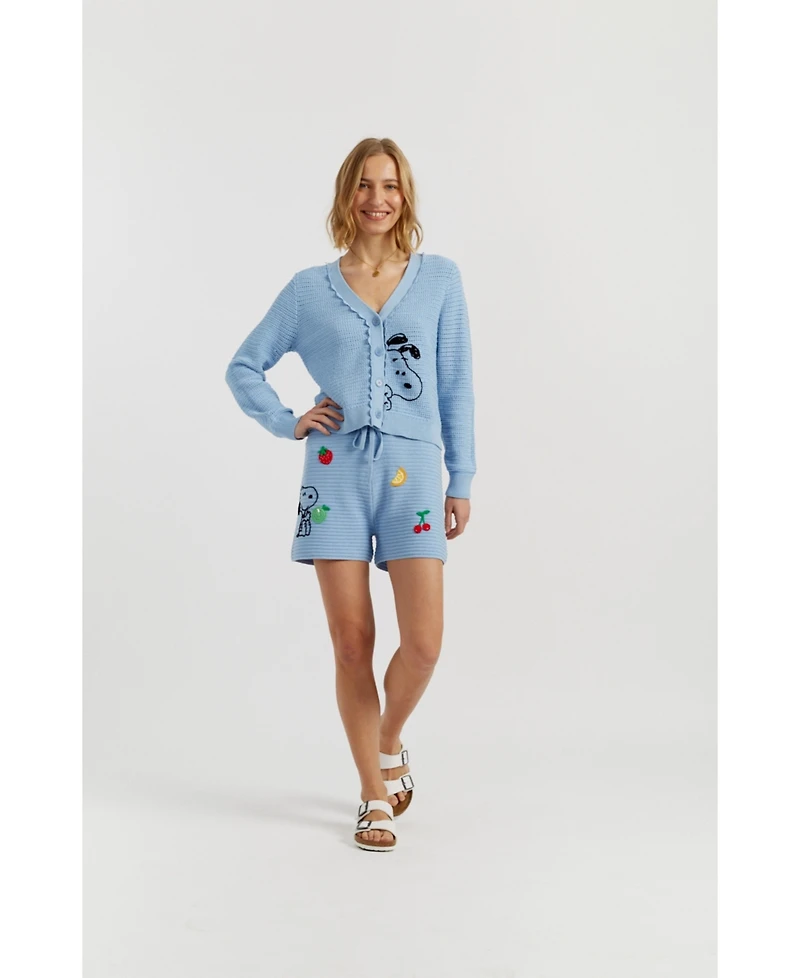 Chinti & Parker Women's Cotton Snoopy Crochet Peekabo Cardigan