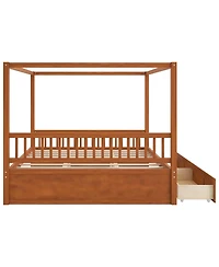 Streamdale Furniture Wooden Canopy Bed with Storage Drawers