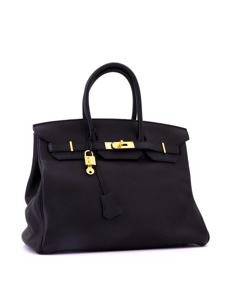Pre-Owned Hermes Birkin Handbag Black Togo with Gold Hardware