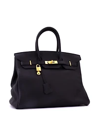 Pre-Owned Hermes Birkin Handbag Black Togo with Gold Hardware