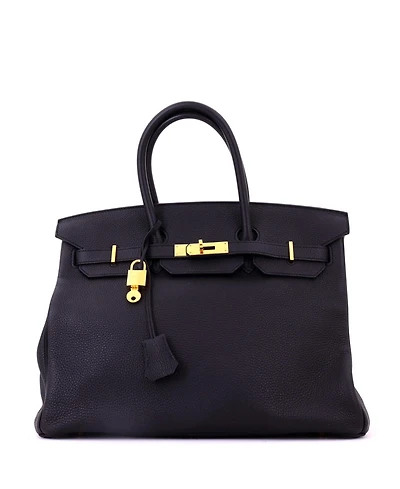 Pre-Owned Hermes Birkin Handbag Black Togo with Gold Hardware