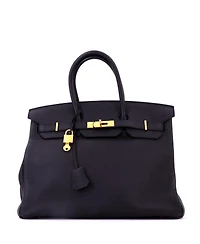Pre-Owned Hermes Birkin Handbag Black Togo with Gold Hardware