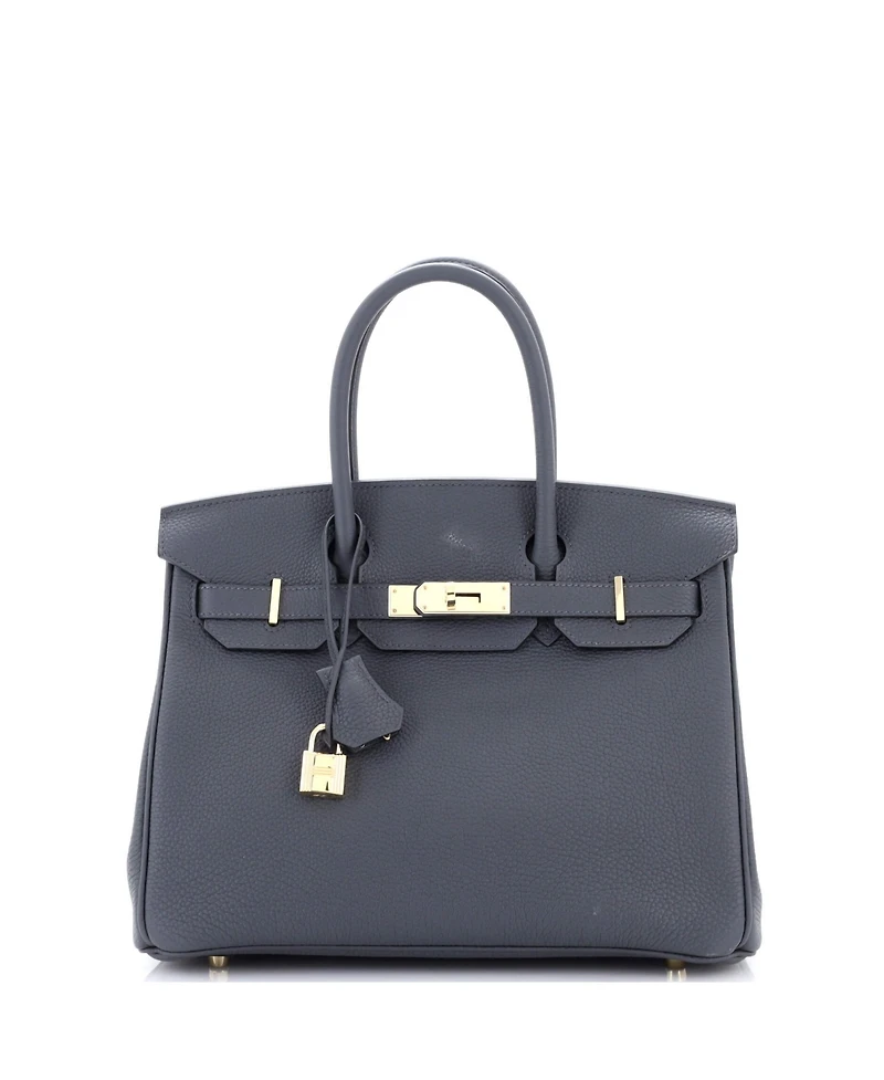 Pre-Owned HERMES Birkin 30 Handbag Grey Togo with Permabrass Hardware