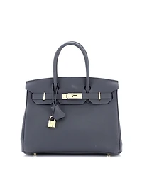 Pre-Owned HERMES Birkin 30 Handbag Grey Togo with Permabrass Hardware