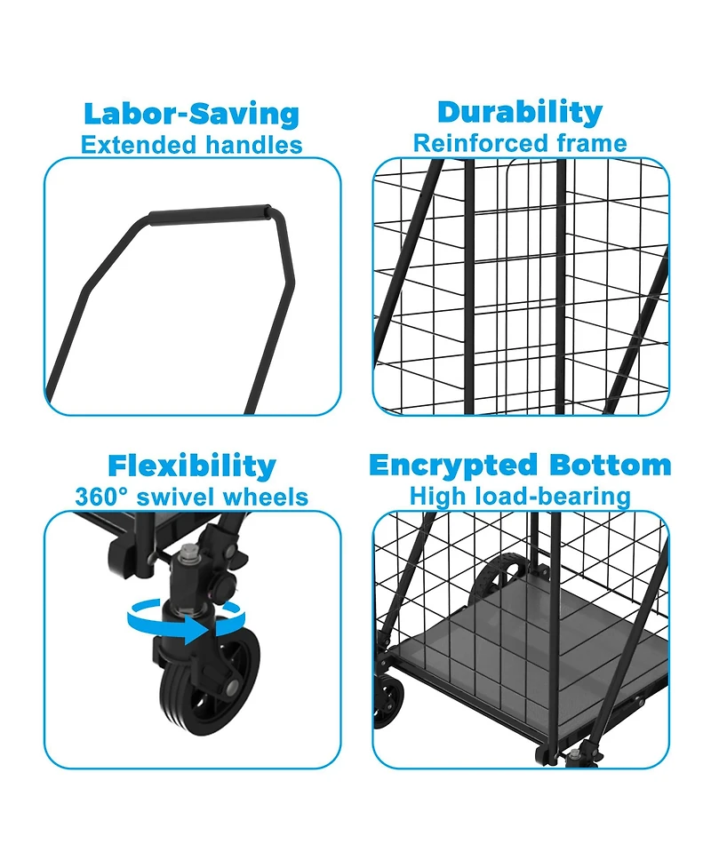 Rainsken Foldable Heavy Duty Shopping Cart