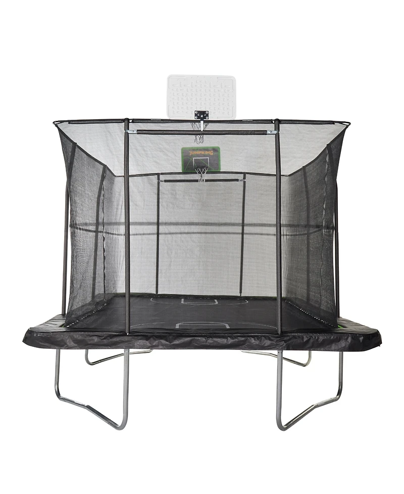 JumpKing Rectangle Trampoline with 2 Powder Coated Basketball Hoops & Breakaway Rim and Ladder