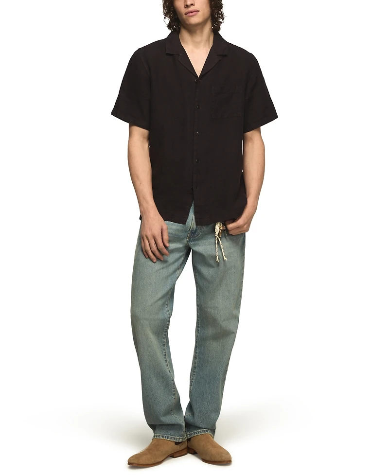 Lucky Brand Men's Short-Sleeve Linen Camp-Collar Shirt