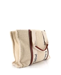 Pre-Owned Chloe Large Woody Tote Shearling with Leather
