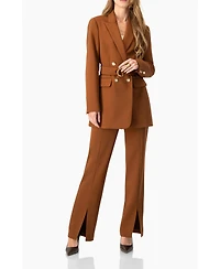 Ivonne Women's Double-Breasted Wrap Blazer with Waist Tie