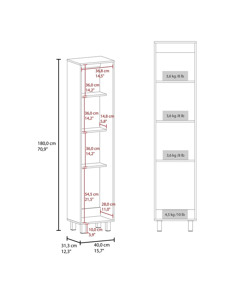Fm Furniture Vegas Storage Cabinet for Laundry Room with Fixed Shelves