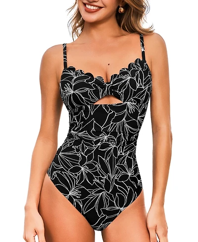 Cupshe Women's V-Neck Adjustable Straps One-Piece Swimsuit