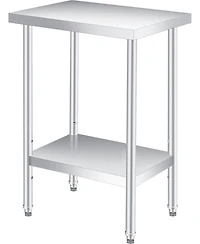 gaomon 12"X24"x35" Stainless Steel Work Table, 2-Tier Commercial Metal Prep Table, Rust-Resistant Utility Tables