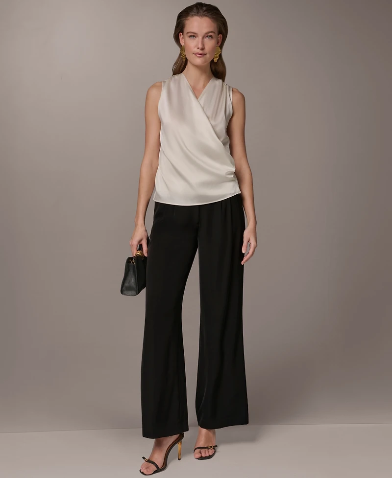 Donna Karan New York Women's Short-Sleeve Draped Neck Blouse