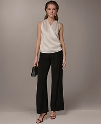 Donna Karan New York Women's Short-Sleeve Draped Neck Blouse