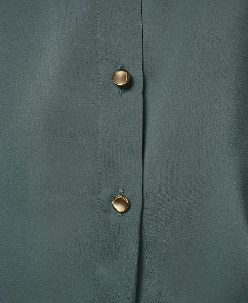 Donna Karan New York Women's Exposed Buttons Collared Blouse