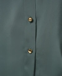 Donna Karan New York Women's Exposed Buttons Collared Blouse