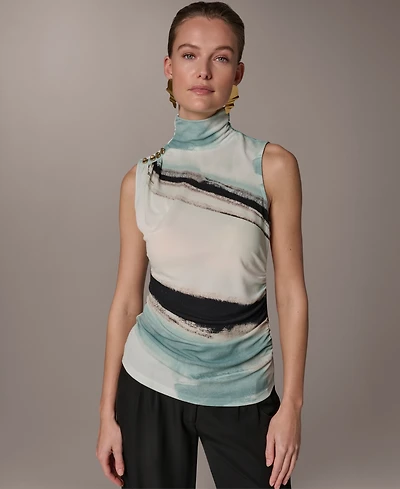 Donna Karan New York Women's Sleeveless Mock Neck Top